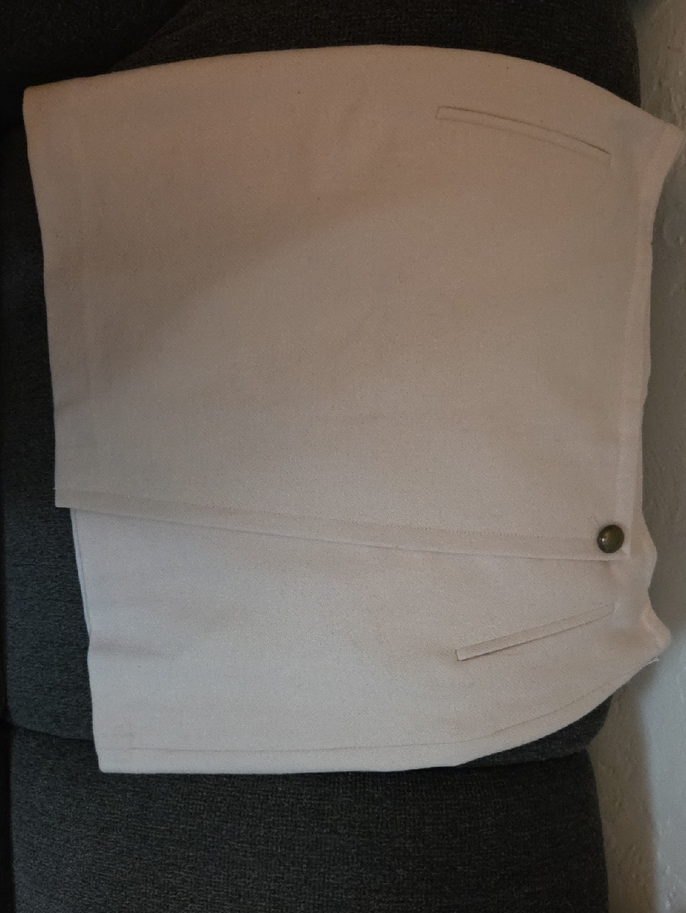 Cream Talbots Wool Blend Skirt with Button Detail Wool Blend